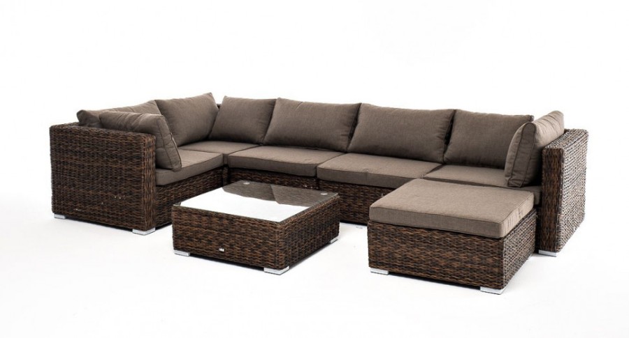 Лаунж-зона Лунго из искусственного ротанга гиацинт Brown 4sis