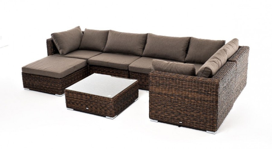 Лаунж-зона Лунго из искусственного ротанга гиацинт Brown 4sis