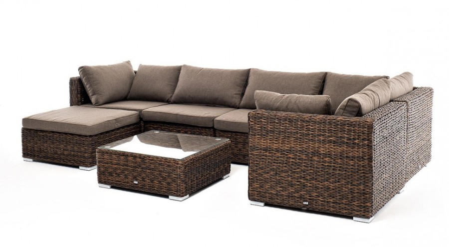 Лаунж-зона Лунго из искусственного ротанга гиацинт Brown 4sis