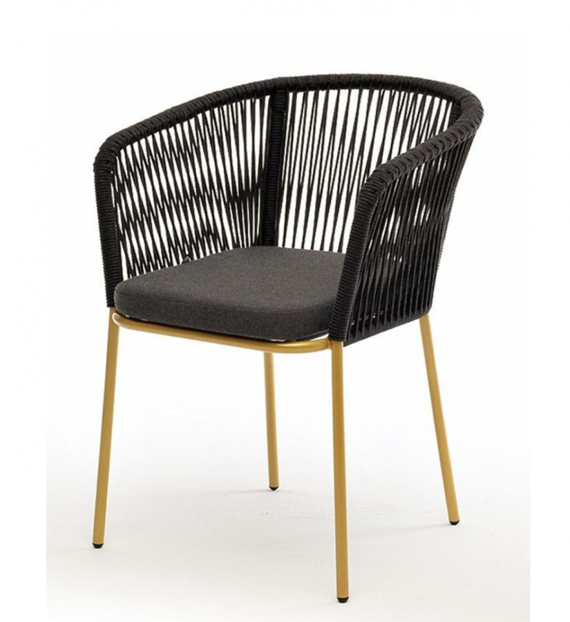 Стул Марсель из роупа золотой глянец, темно-серый 4sis