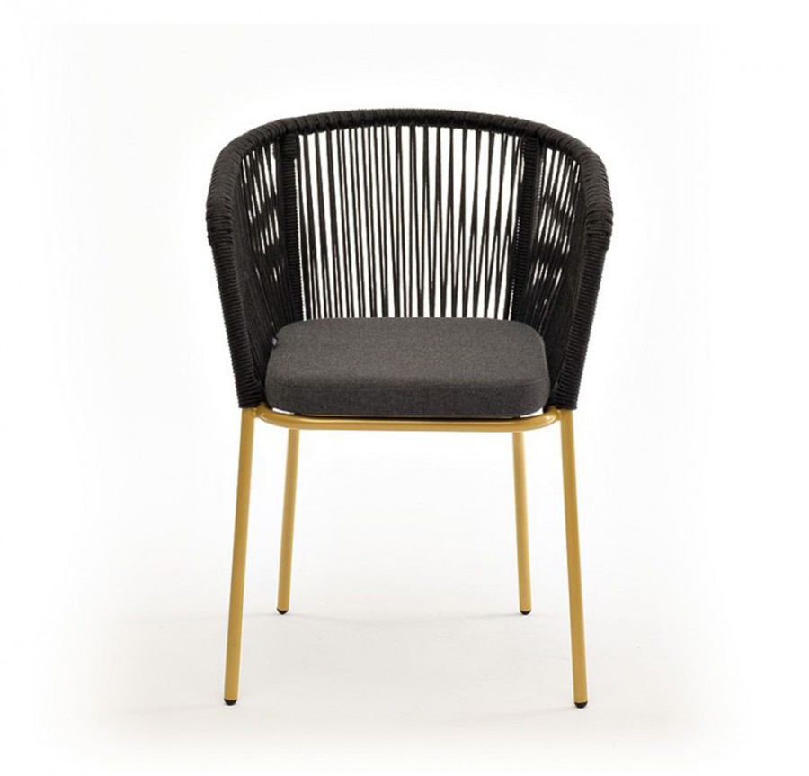 Стул Марсель из роупа золотой глянец, темно-серый 4sis