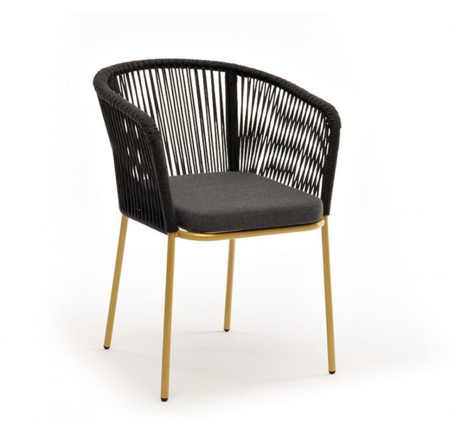 Стул Марсель из роупа золотой глянец, темно-серый 4sis