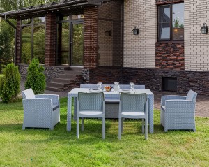 Обеденный садовый комплект LANA DINING M светло-серый Royal Family Обеденный садовый комплект LANA DINING M светло-серый Royal Family