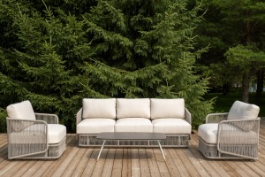 Лаунж-зона 5-местная из роупа Альбано серый меланж 4sis