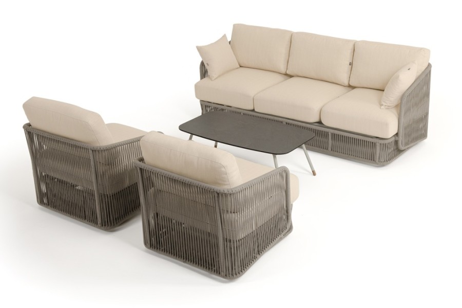 Лаунж-зона 5-местная из роупа Альбано серый меланж 4sis