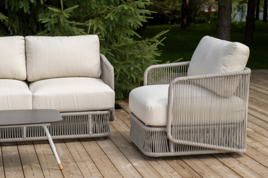 Лаунж-зона 5-местная из роупа Альбано серый меланж 4sis