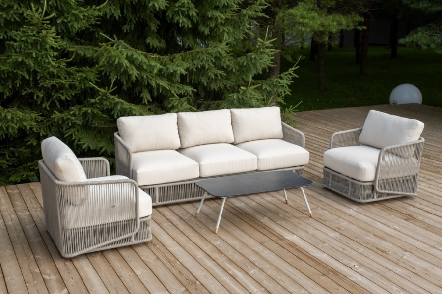 Лаунж-зона 5-местная из роупа Альбано серый меланж 4sis