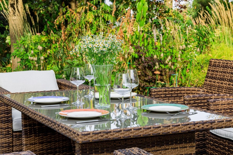 Обеденный комплект KARL PLUS из искусственного ротанга коричневый Royal Family