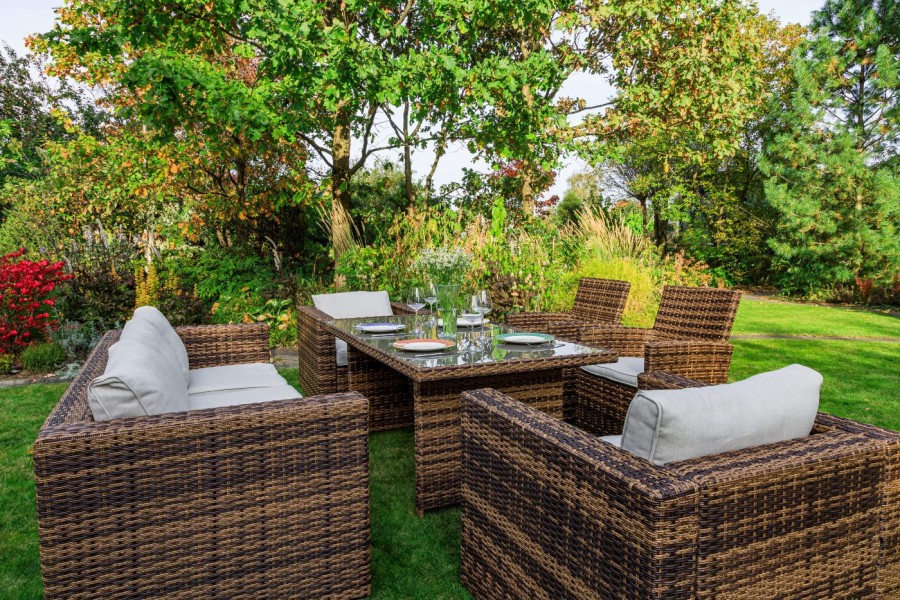 Обеденный комплект KARL PLUS из искусственного ротанга коричневый Royal Family