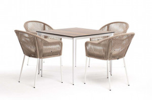 Обеденная группа Малага на 4 персоны со стульями Лион бежевая 4sis