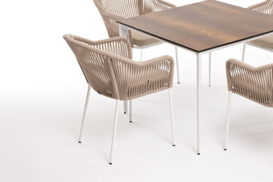 Обеденная группа Малага на 4 персоны со стульями Лион бежевая 4sis