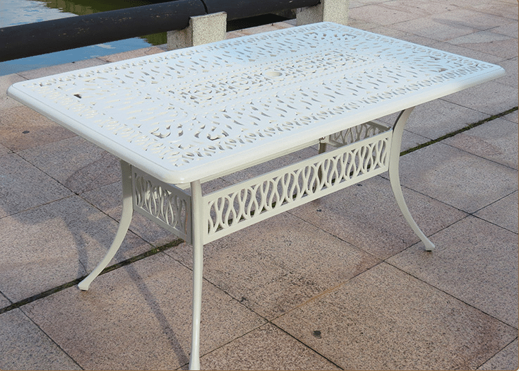Белый стол из литого алюминия Rimini 6 Кит Маркет