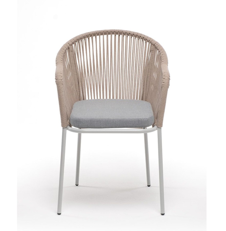 Плетеный стул Лион из роупа серо-бежевый 4sis