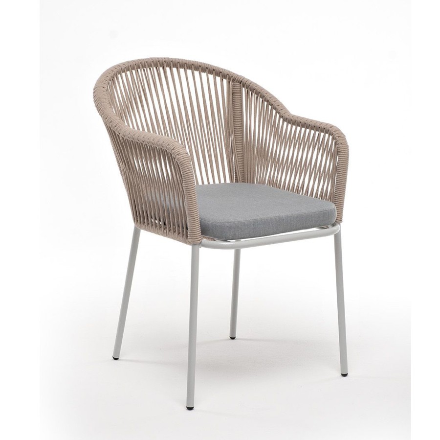 Плетеный стул Лион из роупа серо-бежевый 4sis