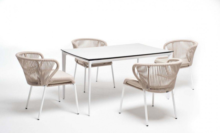 Обеденная группа Малага на 4 персоны со стульями Милан бежевая 4sis