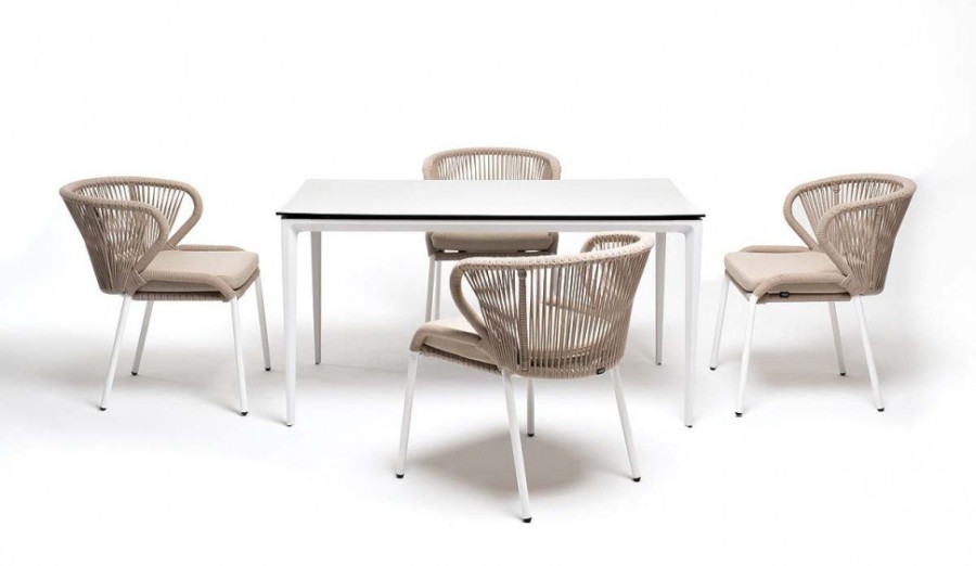 Обеденная группа Малага на 4 персоны со стульями Милан бежевая 4sis