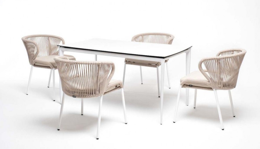 Обеденная группа Малага на 4 персоны со стульями Милан бежевая 4sis