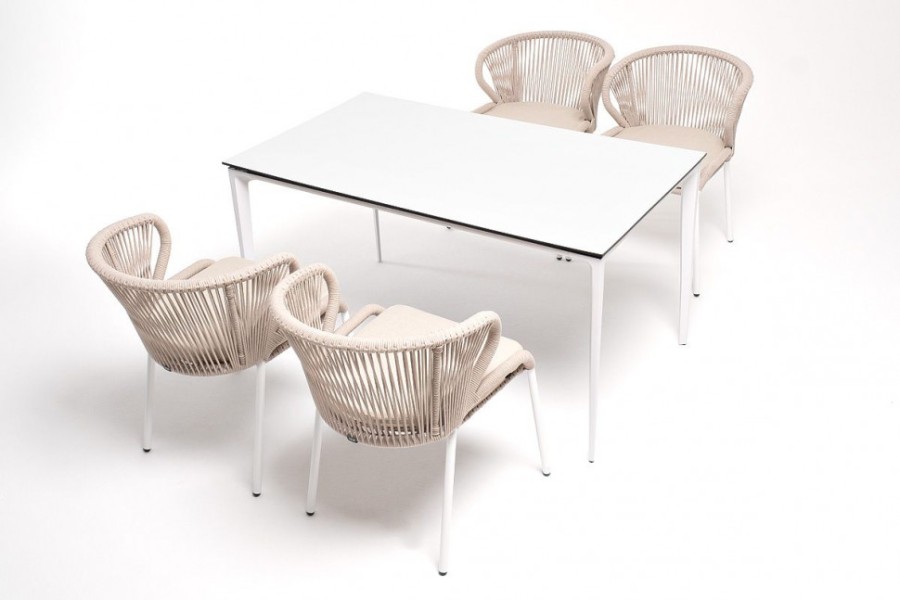 Обеденная группа Малага на 4 персоны со стульями Милан бежевая 4sis