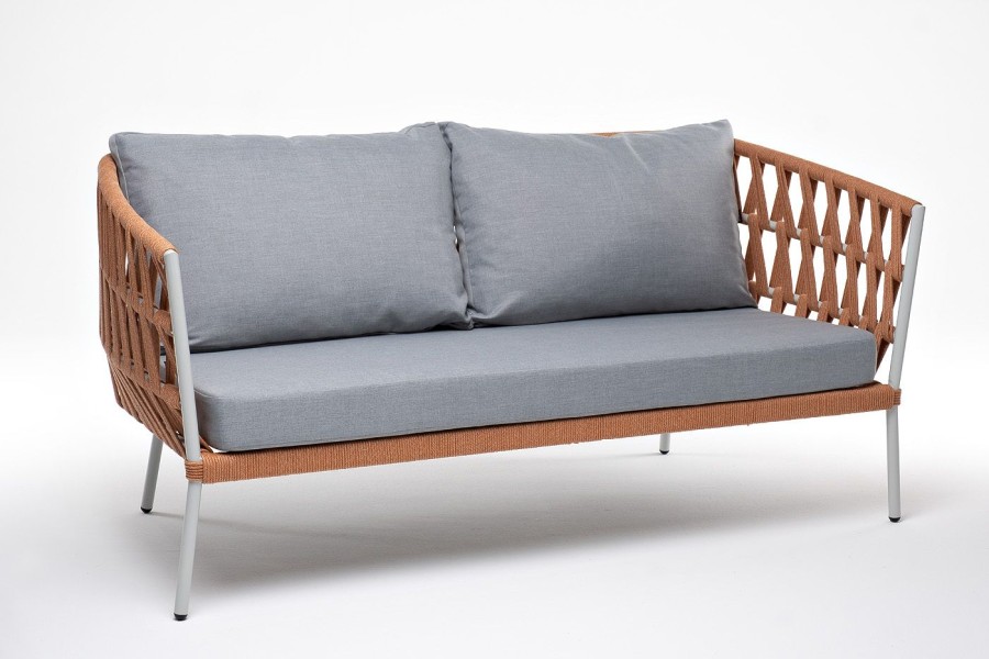 Диван 2-местный Диего из роупа, оранжевый 4sis