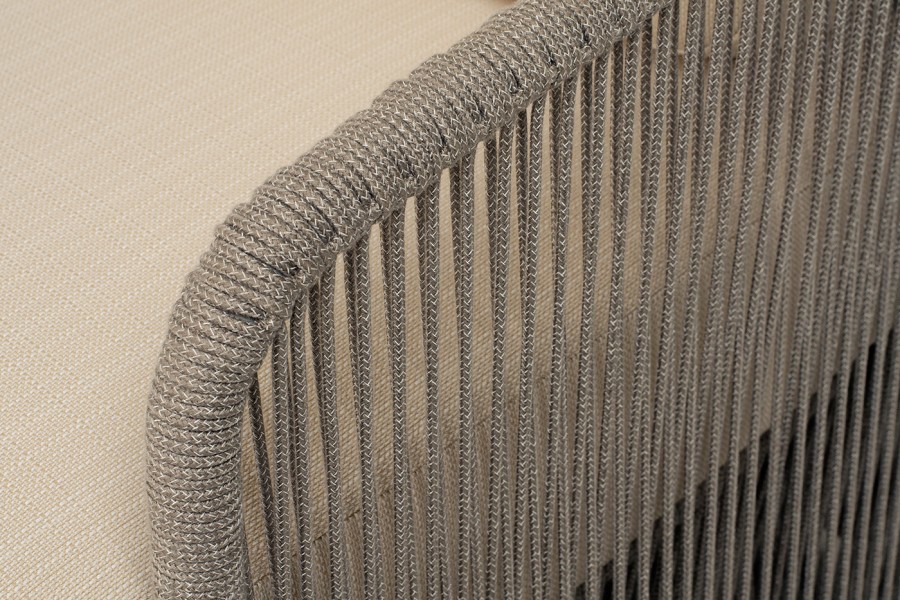 Кресло Альбано роуп серый меланж круглый, ткань Mossle светло-бежевая 4sis