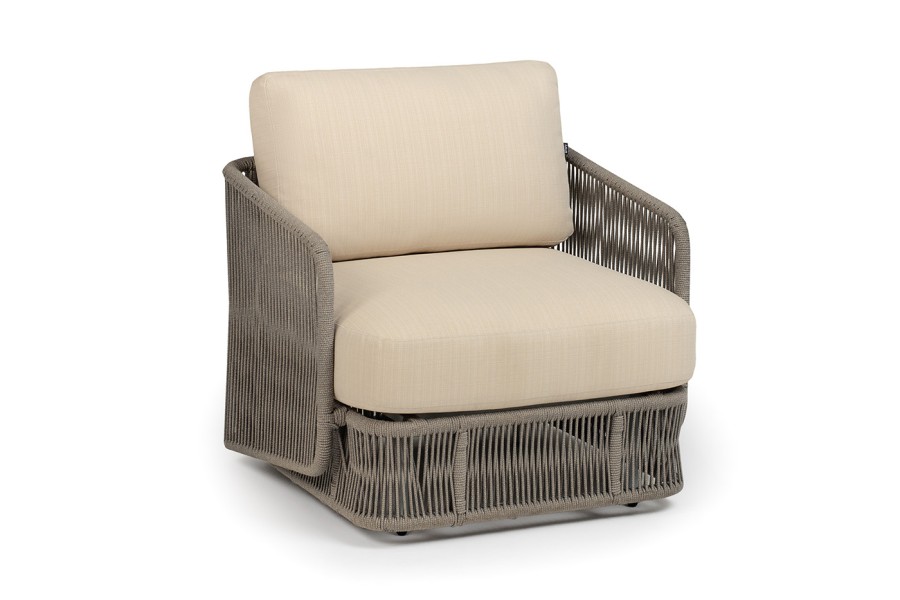 Кресло Альбано роуп серый меланж круглый, ткань Mossle светло-бежевая 4sis