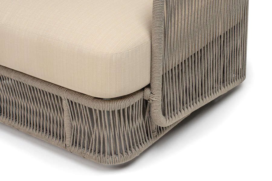 Кресло Альбано роуп серый меланж круглый, ткань Mossle светло-бежевая 4sis