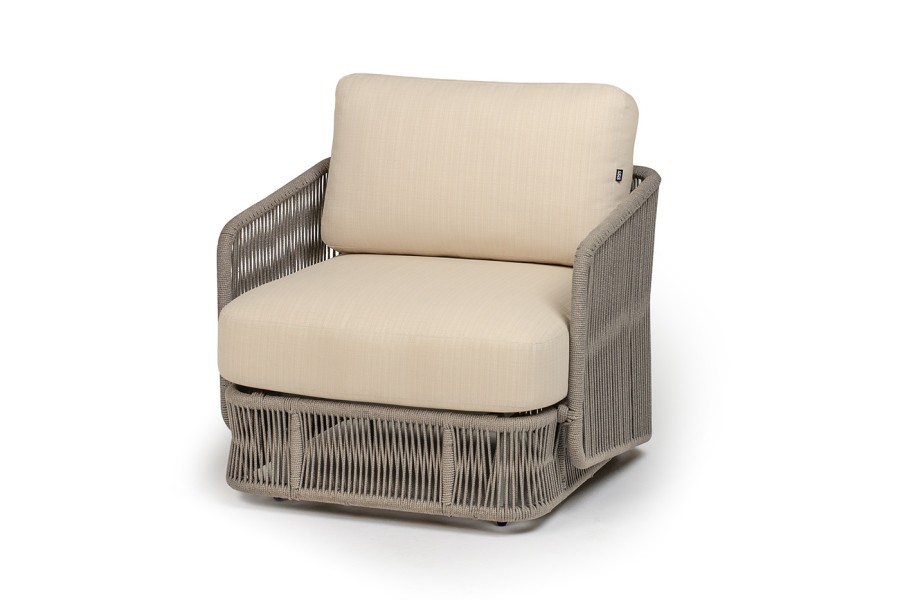 Кресло Альбано роуп серый меланж круглый, ткань Mossle светло-бежевая 4sis