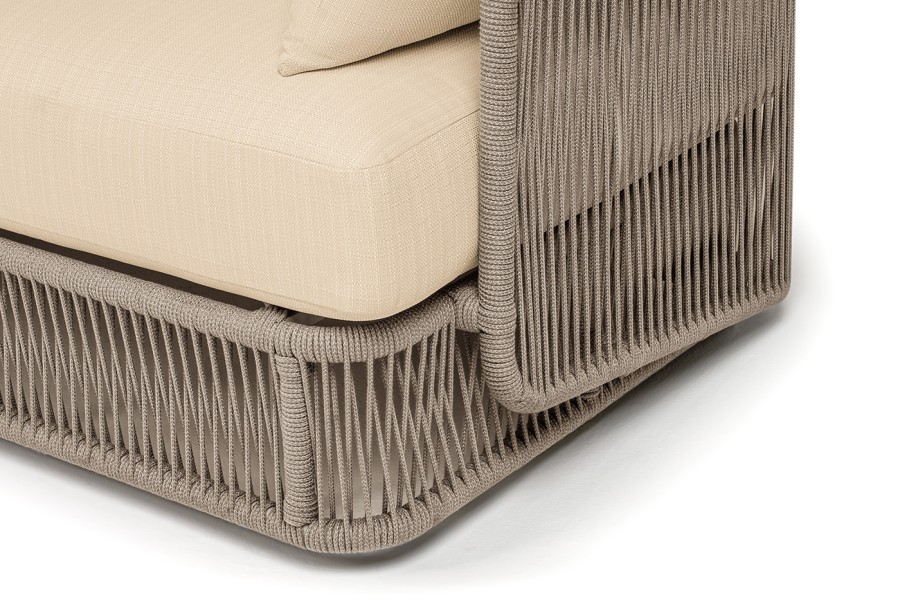 Диван 3-местный Альбано роуп серый меланж круглый, ткань Mossle светло-бежевая 4sis