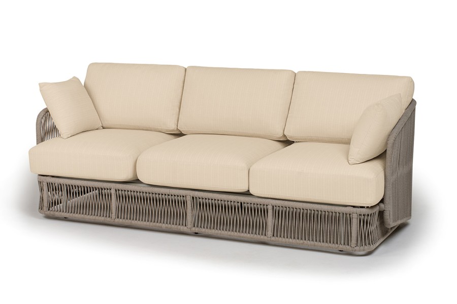 Диван 3-местный Альбано роуп серый меланж круглый, ткань Mossle светло-бежевая 4sis