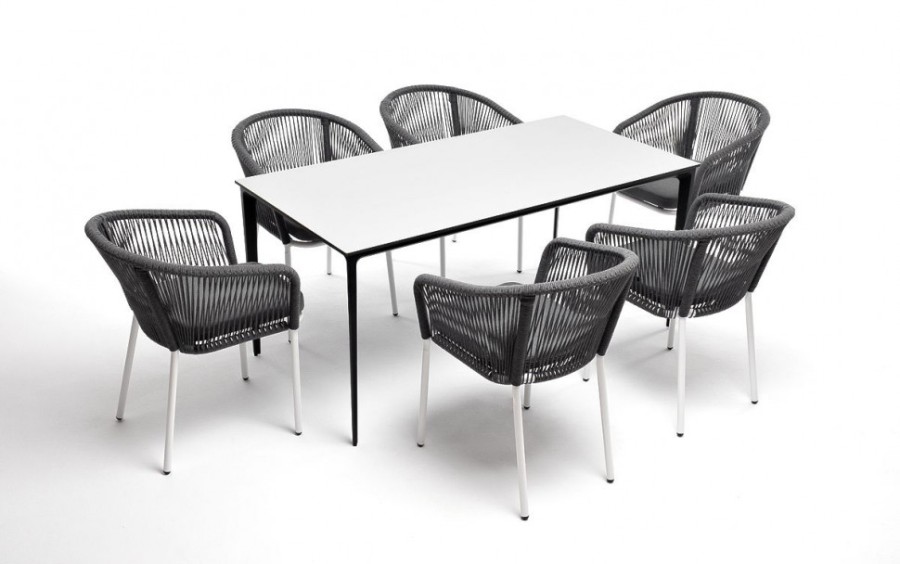 Обеденная группа Малага на 6 персон со стульями Марсель серый 4sis