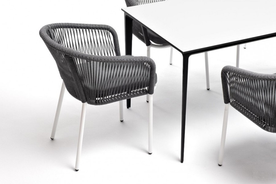 Обеденная группа Малага на 6 персон со стульями Марсель серый 4sis