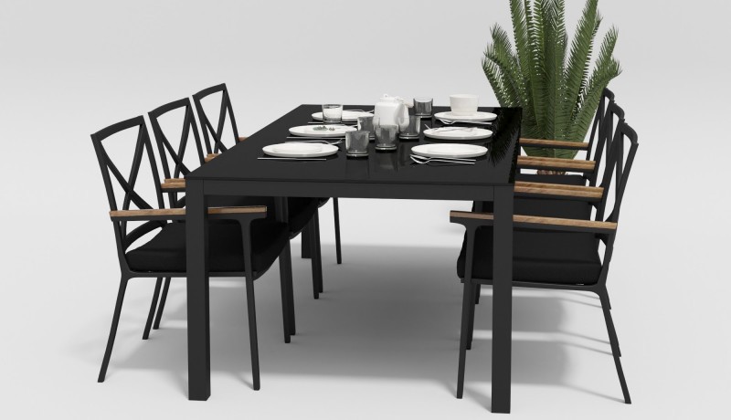 Обеденная группа Calma 200 черная Gardenini