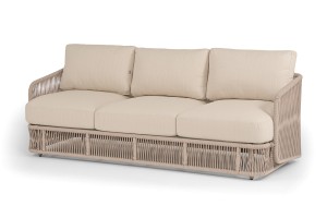 Диван 3-местный Альбано роуп бежевый круглый, ткань Mossle светло-бежевая 4sis