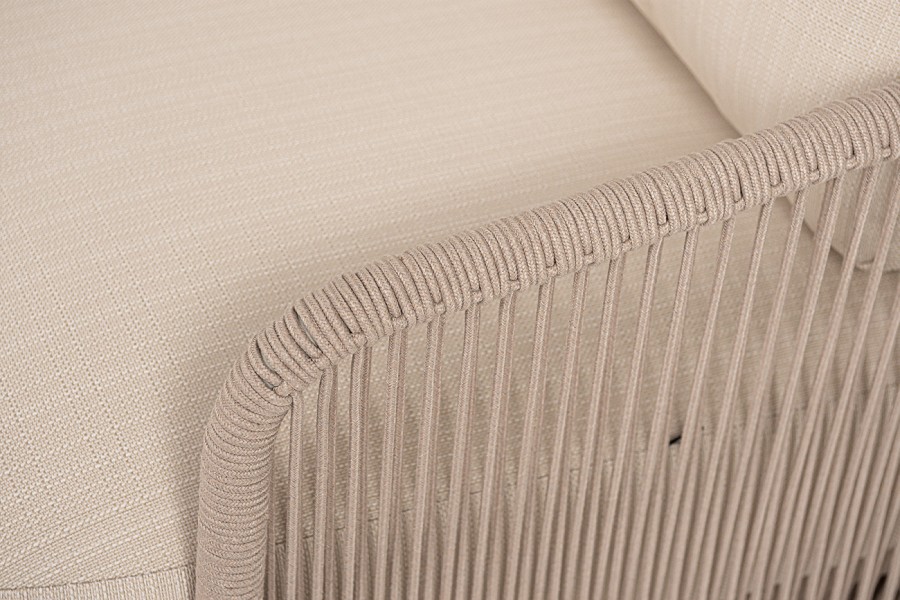 Диван 3-местный Альбано роуп бежевый круглый, ткань Mossle светло-бежевая 4sis