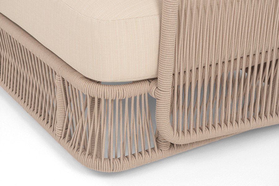 Диван 3-местный Альбано роуп бежевый круглый, ткань Mossle светло-бежевая 4sis