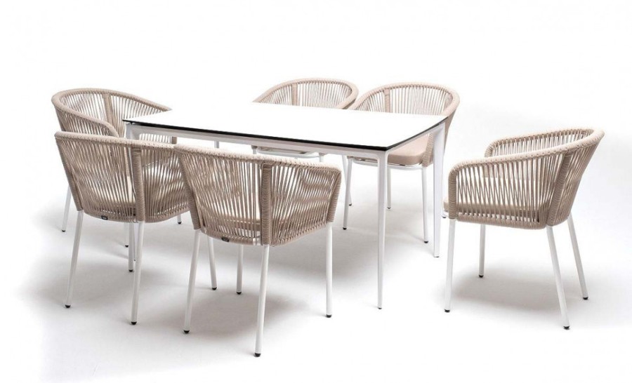 Обеденная группа Малага на 6 персоны со стульями Марсель бежевый 4sis