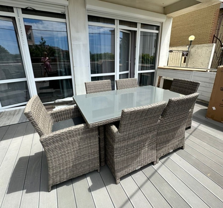 Обеденный комплект из искусственного ротанга Fiona серый Royal Family