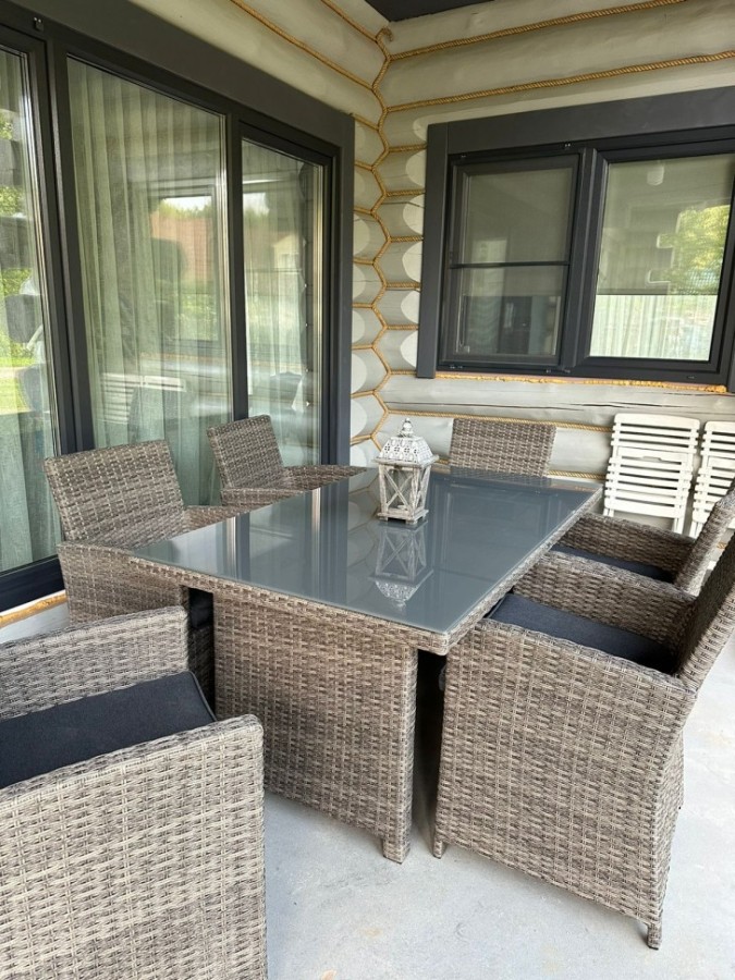 Обеденный комплект из искусственного ротанга Fiona серый Royal Family