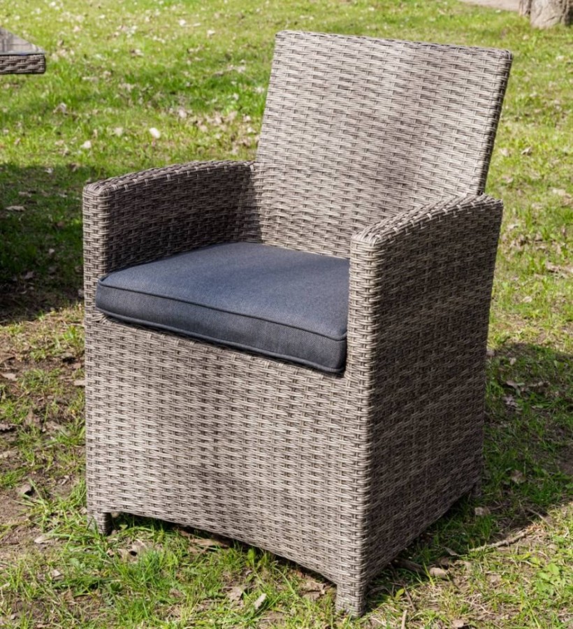 Обеденный комплект из искусственного ротанга Fiona серый Royal Family