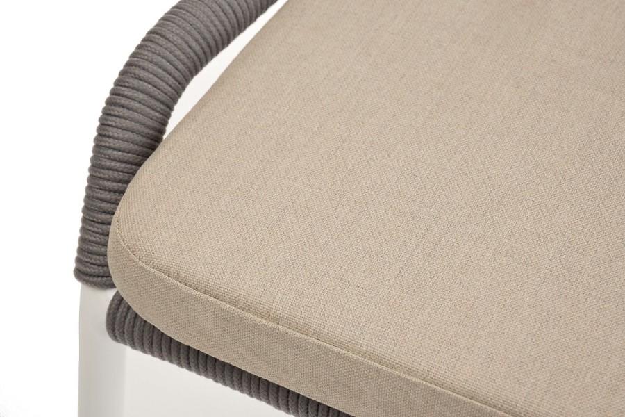 Плетеный стул Милан из роупа светло-серый, ткань бежевый 4sis