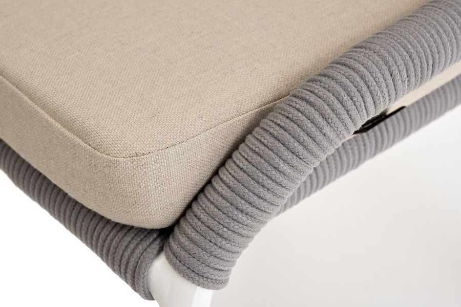 Плетеный стул Милан из роупа светло-серый, ткань бежевый 4sis