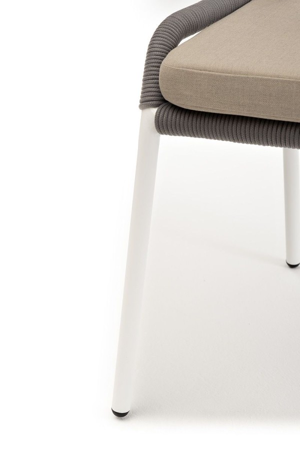 Плетеный стул Милан из роупа светло-серый, ткань бежевый 4sis