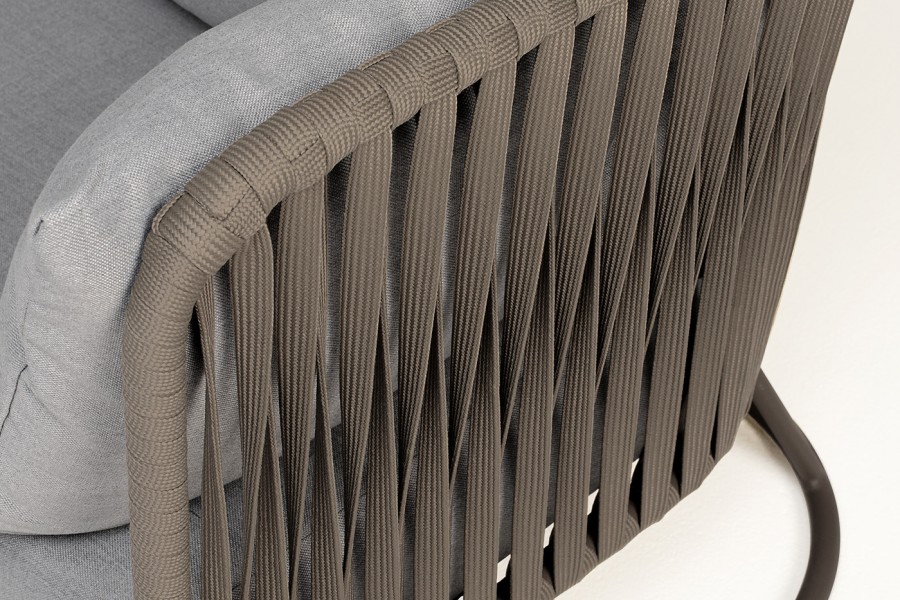 Диван 3-местный Багамы, роуп серо-коричневый 23мм, ткань светло-серая 4sis