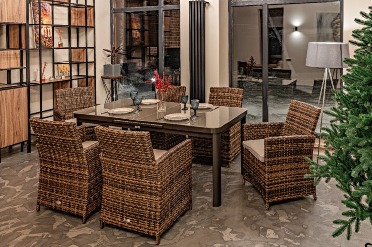Обеденный комплект мебели Royal Family LUDWIG + FIONA коричневый