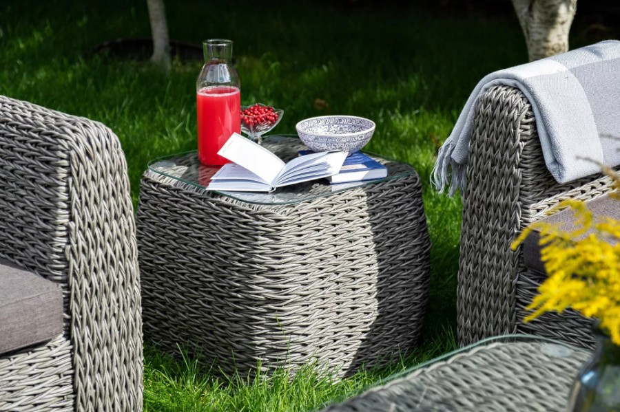 Кофейный столик Кальяри из искусственного ротанга гиацинт gray 4sis