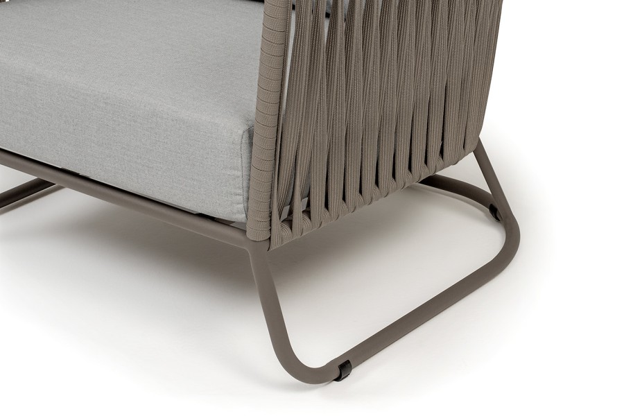 Кресло Багамы, роуп серо-коричневый 23мм, ткань светло-серая 4sis