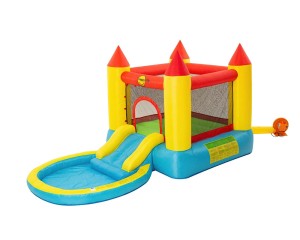 Надувной батут и водная горка Загадочный замок Happy Hop