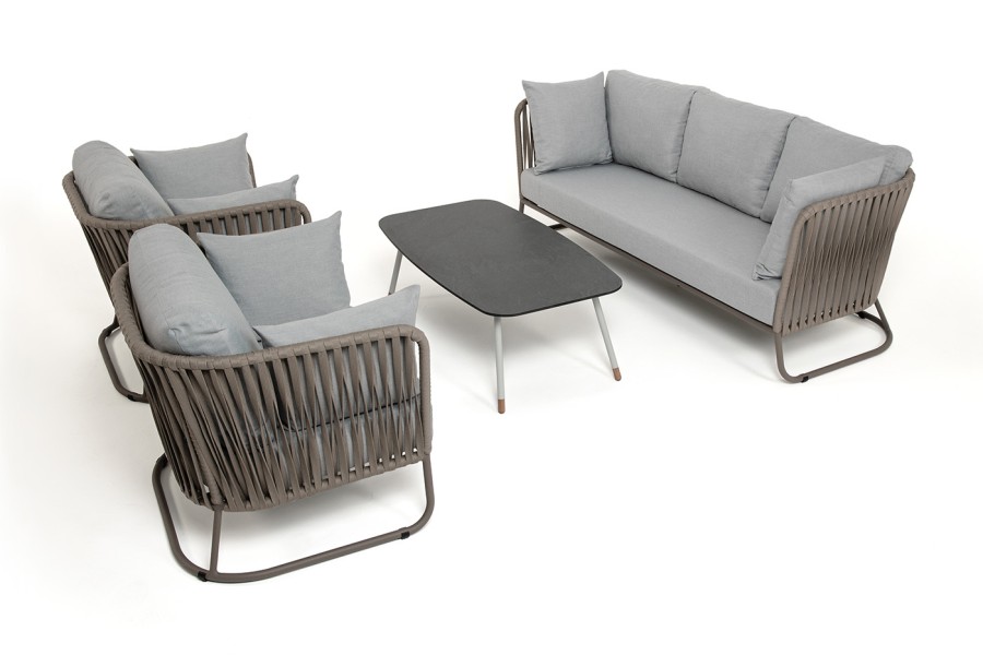 Лаунж-зона 5-местная Багамы, роуп серо-коричневый 23мм, ткань светло-серая 4sis