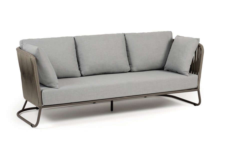 Лаунж-зона 5-местная Багамы, роуп серо-коричневый 23мм, ткань светло-серая 4sis