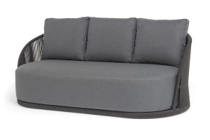 Диван 3-местный Монтелла, роуп темно-серый круглый, ткань темно-серая 027 4sis